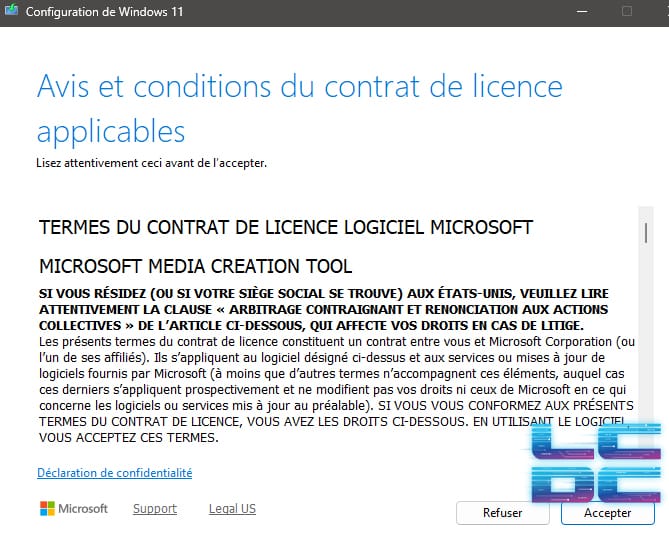 Windows 11 : Guide d'installation 5 contrat licence windows 11